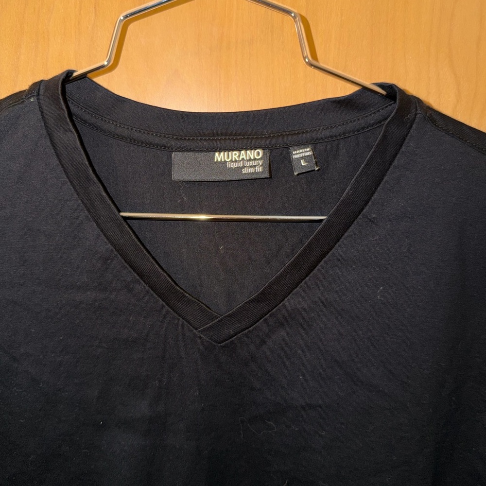 Mens Murano Liquid Luxury Classic Black V-Neck Tee